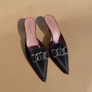 Vintage Prada chain kitten heels